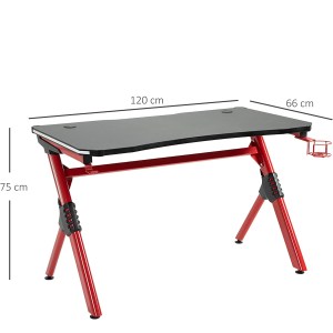 Artelibre - 14760011 ΓΡΑΦΕΙΟ GAMING ARTELIBRE VADER RGB ΜΑΥΡΟ/ΚΟΚΚΙΝΟ ΞΥΛΟ/ΜΕΤΑΛΛΟ 120X65X75CM