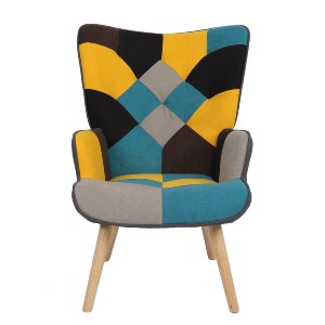 Artelibre - 14770072 ΠΟΛΥΘΡΟΝΑ ARTELIBRE BRIAR ΚΙΤΡΙΝΟ/ΜΠΛΕ PATCHWORK ΥΦΑΣΜΑ/ΞΥΛΟ 73X69X96CM