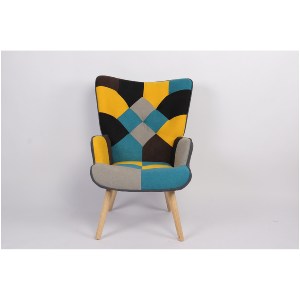 Artelibre - 14770072 ΠΟΛΥΘΡΟΝΑ ARTELIBRE BRIAR ΚΙΤΡΙΝΟ/ΜΠΛΕ PATCHWORK ΥΦΑΣΜΑ/ΞΥΛΟ 73X69X96CM
