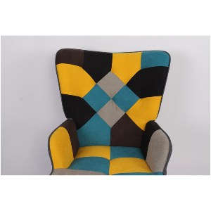 Artelibre - 14770072 ΠΟΛΥΘΡΟΝΑ ARTELIBRE BRIAR ΚΙΤΡΙΝΟ/ΜΠΛΕ PATCHWORK ΥΦΑΣΜΑ/ΞΥΛΟ 73X69X96CM