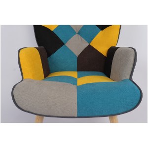 Artelibre - 14770072 ΠΟΛΥΘΡΟΝΑ ARTELIBRE BRIAR ΚΙΤΡΙΝΟ/ΜΠΛΕ PATCHWORK ΥΦΑΣΜΑ/ΞΥΛΟ 73X69X96CM