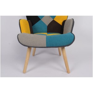 Artelibre - 14770072 ΠΟΛΥΘΡΟΝΑ ARTELIBRE BRIAR ΚΙΤΡΙΝΟ/ΜΠΛΕ PATCHWORK ΥΦΑΣΜΑ/ΞΥΛΟ 73X69X96CM