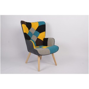 Artelibre - 14770072 ΠΟΛΥΘΡΟΝΑ ARTELIBRE BRIAR ΚΙΤΡΙΝΟ/ΜΠΛΕ PATCHWORK ΥΦΑΣΜΑ/ΞΥΛΟ 73X69X96CM