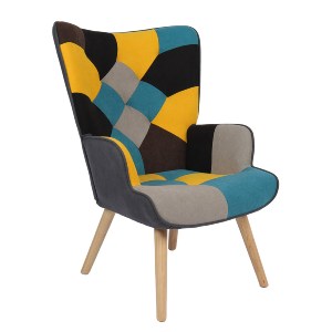 Artelibre - 14770072 ΠΟΛΥΘΡΟΝΑ ARTELIBRE BRIAR ΚΙΤΡΙΝΟ/ΜΠΛΕ PATCHWORK ΥΦΑΣΜΑ/ΞΥΛΟ 73X69X96CM