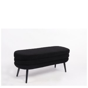 Artelibre - 14770100 ΠΑΓΚΑΚΙ OTTOMAN ARTELIBRE TONDO ΜΑΥΡΟ ΥΦΑΣΜΑ TEDDY/ΜΕΤΑΛΛΟ 42X112X44CM