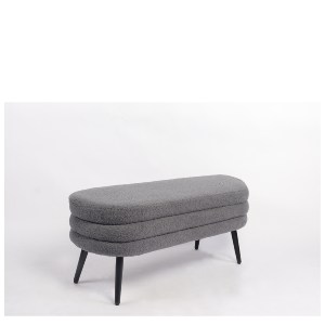 Artelibre - 14770101 ΠΑΓΚΑΚΙ OTTOMAN ARTELIBRE TONDO ΓΚΡΙ ΥΦΑΣΜΑ TEDDY/ΜΕΤΑΛΛΟ 42X112X44CM
