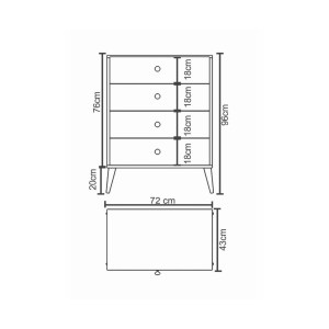 Artelibre - 14870053 ΣΥΡΤΑΡΙΕΡΑ AMARI ΛΕΥΚΟ ΜΟΡΙΟΣΑΝΙΔΑ 72X43X96CM