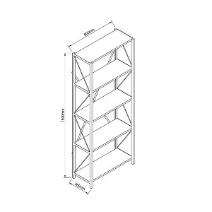 Artelibre - 14870095 ΒΙΒΛΙΟΘΗΚΗ KENYA ΜΑΥΡΟ ΜΟΡΙΟΣΑΝΙΔΑ 60X26X150CM