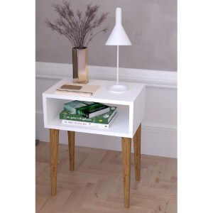 Artelibre - 14870125 ΚΟΜΟΔΙΝΟ GANIRU ΛΕΥΚΟ ΜΟΡΙΟΣΑΝΙΔΑ/ΞΥΛΟ 45X30X60CM