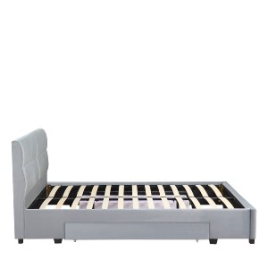 Artelibre - 14920010 ΚΡΕΒΑΤΙ ΔΙΠΛΟ ARTELIBRE PRODREAM ΓΚΡΙ ΥΦΑΣΜΑ 206X169X96CM (ΣΤΡΩΜΑ 160X200CM)
