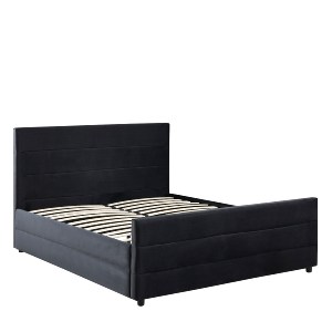 Artelibre - 14920014 ΚΡΕΒΑΤΙ ΔΙΠΛΟ ARTELIBRE SLEEPSUIT ΜΑΥΡΟ ΥΦΑΣΜΑ 218X172X118CM (ΣΤΡΩΜΑ 160X200CM)