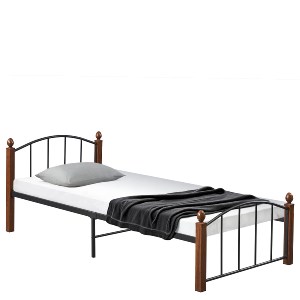 Artelibre - 14920037 ΚΡΕΒΑΤΙ ΜΟΝΟ ARTELIBRE LARAMIE ΜΑΥΡΟ/ΚΑΡΥΔΙ ΜΕΤΑΛΛΟ ΓΙΑ ΣΤΡΩΜΑ 90X200CM