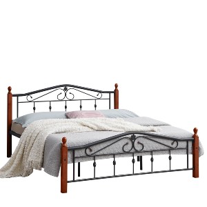 Artelibre - 14930008 ΚΡΕΒΑΤΙ ΔΙΠΛΟ ARTELIBRE TULLY ΜΑΥΡΟ/ΒΕΛΑΝΙΔΙΑ ΜΕΤΑΛΛΟ/ΞΥΛΟ (ΣΤΡΩΜΑ 160X200CM)