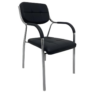 Artelibre - 14960011 ΚΑΡΕΚΛΑ ΕΠΙΣΚΕΠΤΗ GUESTEASE ΜΑΥΡΟ/ΧΡΩΜΙΟ PU/ΜΕΤΑΛΛΟ 48X41X87CM
