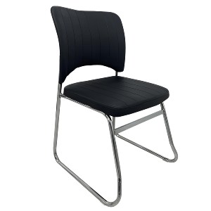 Artelibre - 14960012 ΚΑΡΕΚΛΑ ΕΠΙΣΚΕΠΤΗ COMFORTHUB ΜΑΥΡΟ/ΧΡΩΜΙΟ PU/ΜΕΤΑΛΛΟ 43X42X78CM