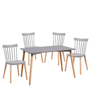 Artelibre - 14990397 ΣΕΤ ΤΡΑΠΕΖΑΡΙΑ (4+1) ARTELIBRE OWLET ΓΚΡΙ/ΦΥΣΙΚΟ PP/MDF/ΞΥΛΟ 120X80X74CM