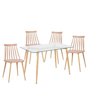 Artelibre - 14990399 ΣΕΤ ΤΡΑΠΕΖΑΡΙΑ (4+1) ARTELIBRE LAKI CAPPUCCINO/ΦΥΣΙΚΟ PP/ΜΕΤΑΛΛΟ/ΓΥΑΛΙ 120X90X75CM