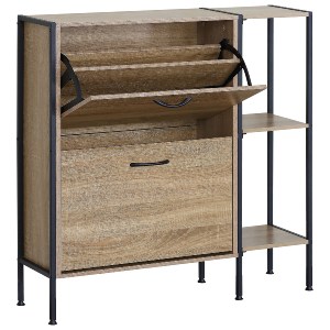 Artelibre - 15340022 ΠΑΠΟΥΤΣΟΘΗΚΗ ARTELIBRE ALDERWYN ΜΕ ΠΛΑΙΝΟ ΡΑΦΙ ΔΡΥΣ/ΜΑΥΡΟ ΜΟΡΙΟΣΑΝΙΔΑ/ΜΕΤΑΛΛΟ 88X24X87CM