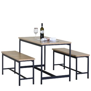 Artelibre - 15340057 ΣΕΤ ΤΡΑΠΕΖΑΡΙΑ (2+1) ARTELIBRE CARRISTON ΔΡΥΣ/ΜΑΥΡΟ ΜΟΡΙΟΣΑΝΙΔΑ/ΜΕΤΑΛΛΟ 110X60X75CM