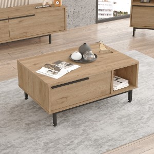 Artelibre - 15350002 ΤΡΑΠΕΖΑΚΙ ΣΑΛΟΝΙΟΥ ARTELIBRE HUTTON ΦΥΣΙΚΟ ΜΟΡΙΟΣΑΝΙΔΑ/ΜΕΤΑΛΛΟ 60X90X37.6CM