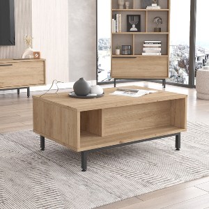 Artelibre - 15350002 ΤΡΑΠΕΖΑΚΙ ΣΑΛΟΝΙΟΥ ARTELIBRE HUTTON ΦΥΣΙΚΟ ΜΟΡΙΟΣΑΝΙΔΑ/ΜΕΤΑΛΛΟ 60X90X37.6CM