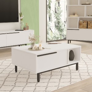 Artelibre - 15350003 ΤΡΑΠΕΖΑΚΙ ΣΑΛΟΝΙΟΥ ARTELIBRE HUTTON ΛΕΥΚΟ ΜΟΡΙΟΣΑΝΙΔΑ/ΜΕΤΑΛΛΟ 60X90X37.6CM