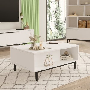 Artelibre - 15350003 ΤΡΑΠΕΖΑΚΙ ΣΑΛΟΝΙΟΥ ARTELIBRE HUTTON ΛΕΥΚΟ ΜΟΡΙΟΣΑΝΙΔΑ/ΜΕΤΑΛΛΟ 60X90X37.6CM