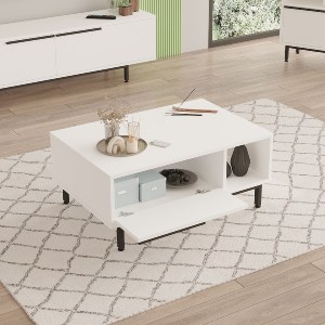 Artelibre - 15350003 ΤΡΑΠΕΖΑΚΙ ΣΑΛΟΝΙΟΥ ARTELIBRE HUTTON ΛΕΥΚΟ ΜΟΡΙΟΣΑΝΙΔΑ/ΜΕΤΑΛΛΟ 60X90X37.6CM