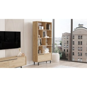 Artelibre - 15350006 ΒΙΒΛΙΟΘΗΚΗ ARTELIBRE MELLS ΦΥΣΙΚΟ ΜΟΡΙΟΣΑΝΙΔΑ/ΜΕΤΑΛΛΟ 29.5X83.9X175.6CM