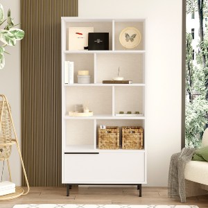 Artelibre - 15350007 ΒΙΒΛΙΟΘΗΚΗ ARTELIBRE MELLS ΛΕΥΚΟ ΜΟΡΙΟΣΑΝΙΔΑ/ΜΕΤΑΛΛΟ 29.5X83.9X175.6CM