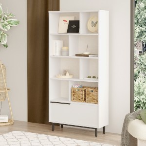 Artelibre - 15350007 ΒΙΒΛΙΟΘΗΚΗ ARTELIBRE MELLS ΛΕΥΚΟ ΜΟΡΙΟΣΑΝΙΔΑ/ΜΕΤΑΛΛΟ 29.5X83.9X175.6CM