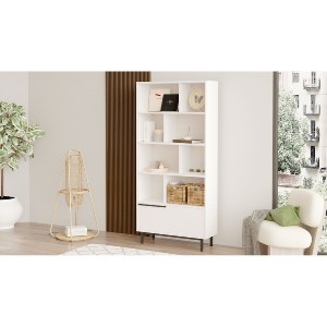 Artelibre - 15350007 ΒΙΒΛΙΟΘΗΚΗ ARTELIBRE MELLS ΛΕΥΚΟ ΜΟΡΙΟΣΑΝΙΔΑ/ΜΕΤΑΛΛΟ 29.5X83.9X175.6CM