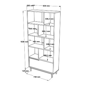 Artelibre - 15350007 ΒΙΒΛΙΟΘΗΚΗ ARTELIBRE MELLS ΛΕΥΚΟ ΜΟΡΙΟΣΑΝΙΔΑ/ΜΕΤΑΛΛΟ 29.5X83.9X175.6CM
