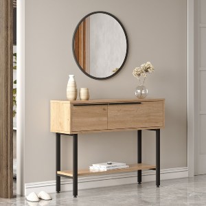 Artelibre - 15350014 ΚΟΝΣΟΛΑ ARTELIBRE NORFOLK ΦΥΣΙΚΟ/ΜΑΥΡΟ ΜΟΡΙΟΣΑΝΙΔΑ/ΜΕΤΑΛΛΟ/ΓΥΑΛΙ 29.5X100X76CM