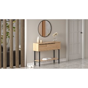 Artelibre - 15350014 ΚΟΝΣΟΛΑ ARTELIBRE NORFOLK ΦΥΣΙΚΟ/ΜΑΥΡΟ ΜΟΡΙΟΣΑΝΙΔΑ/ΜΕΤΑΛΛΟ/ΓΥΑΛΙ 29.5X100X76CM