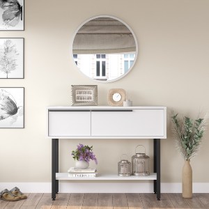 Artelibre - 15350015 ΚΟΝΣΟΛΑ ARTELIBRE NORFOLK ΛΕΥΚΟ/ΜΑΥΡΟ ΜΟΡΙΟΣΑΝΙΔΑ/ΜΕΤΑΛΛΟ/ΓΥΑΛΙ 29.5X100X76CM