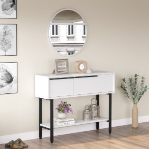 Artelibre - 15350015 ΚΟΝΣΟΛΑ ARTELIBRE NORFOLK ΛΕΥΚΟ/ΜΑΥΡΟ ΜΟΡΙΟΣΑΝΙΔΑ/ΜΕΤΑΛΛΟ/ΓΥΑΛΙ 29.5X100X76CM
