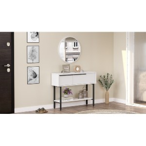 Artelibre - 15350015 ΚΟΝΣΟΛΑ ARTELIBRE NORFOLK ΛΕΥΚΟ/ΜΑΥΡΟ ΜΟΡΙΟΣΑΝΙΔΑ/ΜΕΤΑΛΛΟ/ΓΥΑΛΙ 29.5X100X76CM