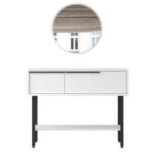 Artelibre - 15350015 ΚΟΝΣΟΛΑ ARTELIBRE NORFOLK ΛΕΥΚΟ/ΜΑΥΡΟ ΜΟΡΙΟΣΑΝΙΔΑ/ΜΕΤΑΛΛΟ/ΓΥΑΛΙ 29.5X100X76CM