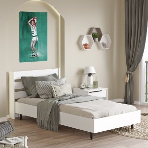 Artelibre - 15350017 ΚΡΕΒΑΤΙ ARTELIBRE SUFFOLK ΛΕΥΚΟ ΜΟΡΙΟΣΑΝΙΔΑ/ΜΕΤΑΛΛΟ 108.5X205.6X86CM