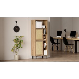 Artelibre - 15350023 ΒΙΒΛΙΟΘΗΚΗ ARTELIBRE CORNWALL ΦΥΣΙΚΟ ΜΟΡΙΟΣΑΝΙΔΑ/ΜΕΤΑΛΛΟ 35.5X60X161.6CM