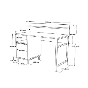 Artelibre - 15350024 ΓΡΑΦΕΙΟ ARTELIBRE WING ΦΥΣΙΚΟ ΜΟΡΙΟΣΑΝΙΔΑ/ΜΕΤΑΛΛΟ 60X120X99.8CM
