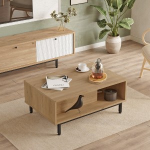 Artelibre - 15350026 ΤΡΑΠΕΖΑΚΙ ΣΑΛΟΝΙΟΥ ARTELIBRE SUSSEX ΦΥΣΙΚΟ/ΛΕΥΚΟ ΜΟΡΙΟΣΑΝΙΔΑ/ΜΕΤΑΛΛΟ 60X90X37.6CM