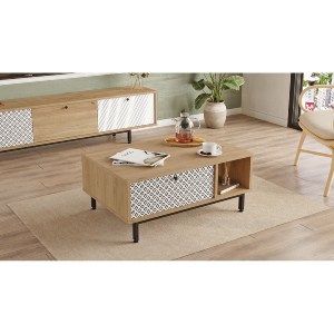 Artelibre - 15350026 ΤΡΑΠΕΖΑΚΙ ΣΑΛΟΝΙΟΥ ARTELIBRE SUSSEX ΦΥΣΙΚΟ/ΛΕΥΚΟ ΜΟΡΙΟΣΑΝΙΔΑ/ΜΕΤΑΛΛΟ 60X90X37.6CM
