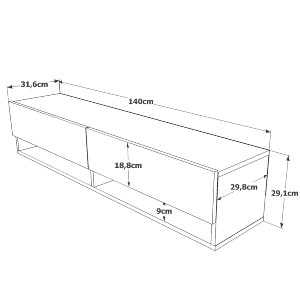 Artelibre - 15350038 ΕΠΙΠΛΟ ΤΗΛΕΟΡΑΣΗΣ ARTELIBRE SOLVA ΠΕΥΚΟ/ΑΝΘΡΑΚΙ ΜΟΡΙΟΣΑΝΙΔΑ 140X31.6X29.6CM