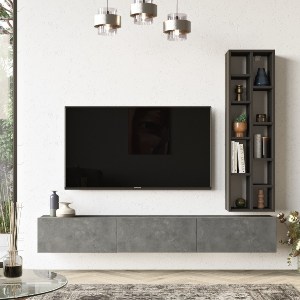 Artelibre - 15350049 ΣΥΝΘΕΤΟ ARTELIBRE BROMLEY ΜΑΥΡΟ/ΓΚΡΙ ΜΕ ΕΦΕ ΤΣΙΜΕΝΤΟ ΜΟΡΙΟΣΑΝΙΔΑ 174.6X27.3X145CM