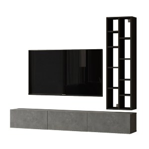 Artelibre - 15350049 ΣΥΝΘΕΤΟ ARTELIBRE BROMLEY ΜΑΥΡΟ/ΓΚΡΙ ΜΕ ΕΦΕ ΤΣΙΜΕΝΤΟ ΜΟΡΙΟΣΑΝΙΔΑ 174.6X27.3X145CM