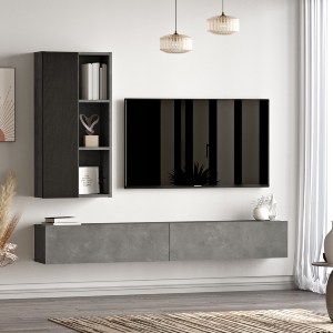 Artelibre - 15350051 ΣΥΝΘΕΤΟ ARTELIBRE ANERLEY ΣΚΟΥΡΟ ΚΑΦΕ/ΓΚΡΙ ΜΕ ΕΦΕ ΤΣΙΜΕΝΤΟ ΜΟΡΙΟΣΑΝΙΔΑ 174.6X27.3X25CM/48.2X22X97.6CM