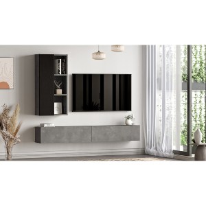 Artelibre - 15350051 ΣΥΝΘΕΤΟ ARTELIBRE ANERLEY ΣΚΟΥΡΟ ΚΑΦΕ/ΓΚΡΙ ΜΕ ΕΦΕ ΤΣΙΜΕΝΤΟ ΜΟΡΙΟΣΑΝΙΔΑ 174.6X27.3X25CM/48.2X22X97.6CM
