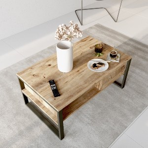 Artelibre - 15350052 ΤΡΑΠΕΖΑΚΙ ΣΑΛΟΝΙΟΥ ARTELIBRE ALPERTON ΦΥΣΙΚΟ ΜΟΡΙΟΣΑΝΙΔΑ/ΜΕΤΑΛΛΟ 100X59.7X44.4CM
